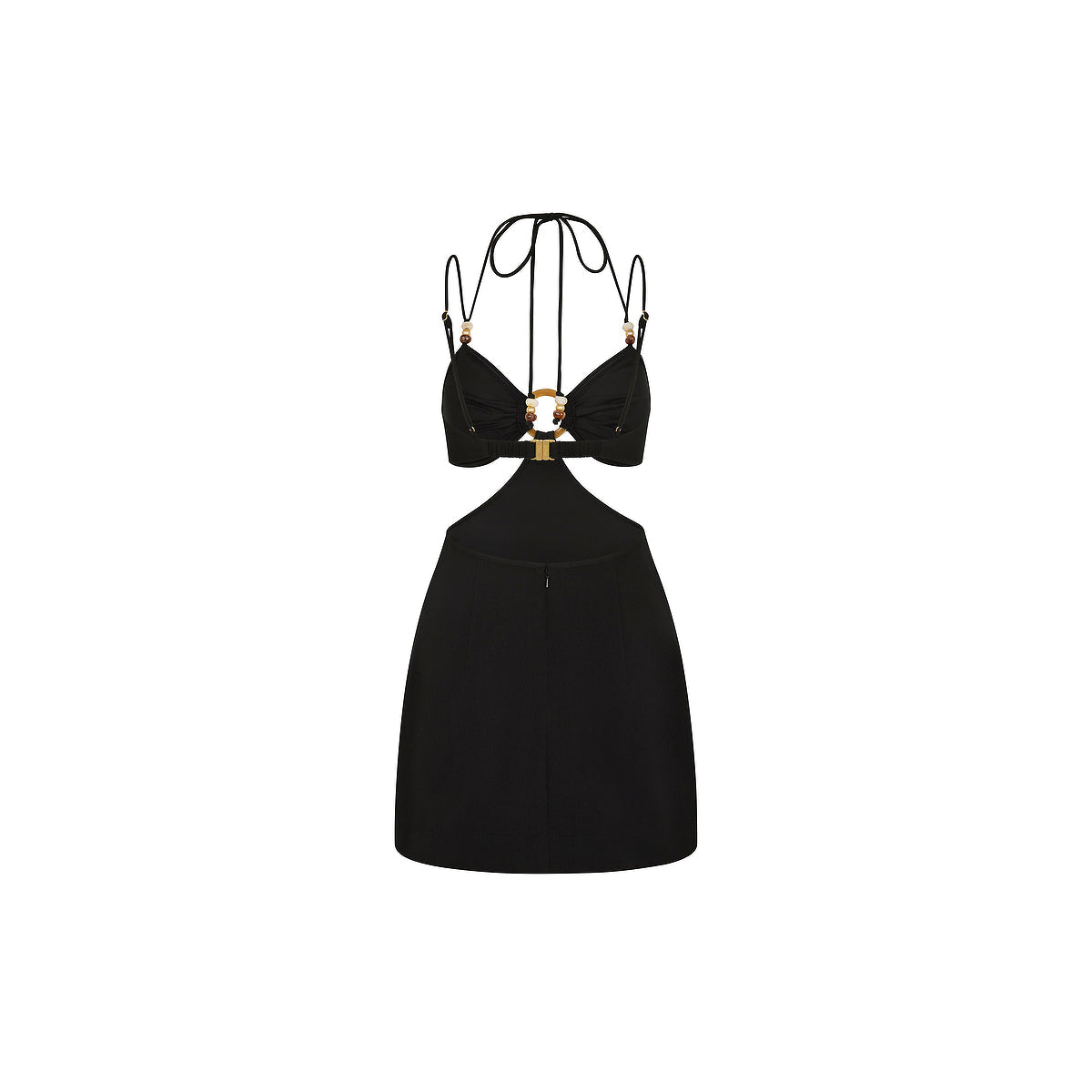 Beaded Cut Out Mini Dress - Twilight Black