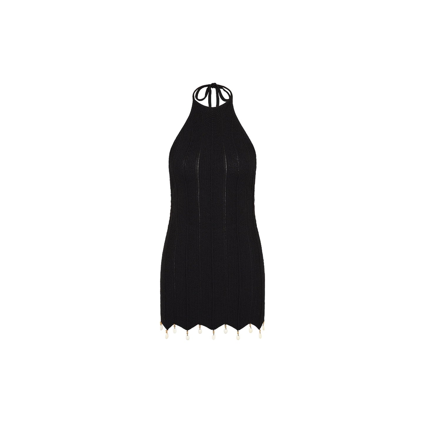 Chevron Knit Halter Mini Dress - Twilight Black