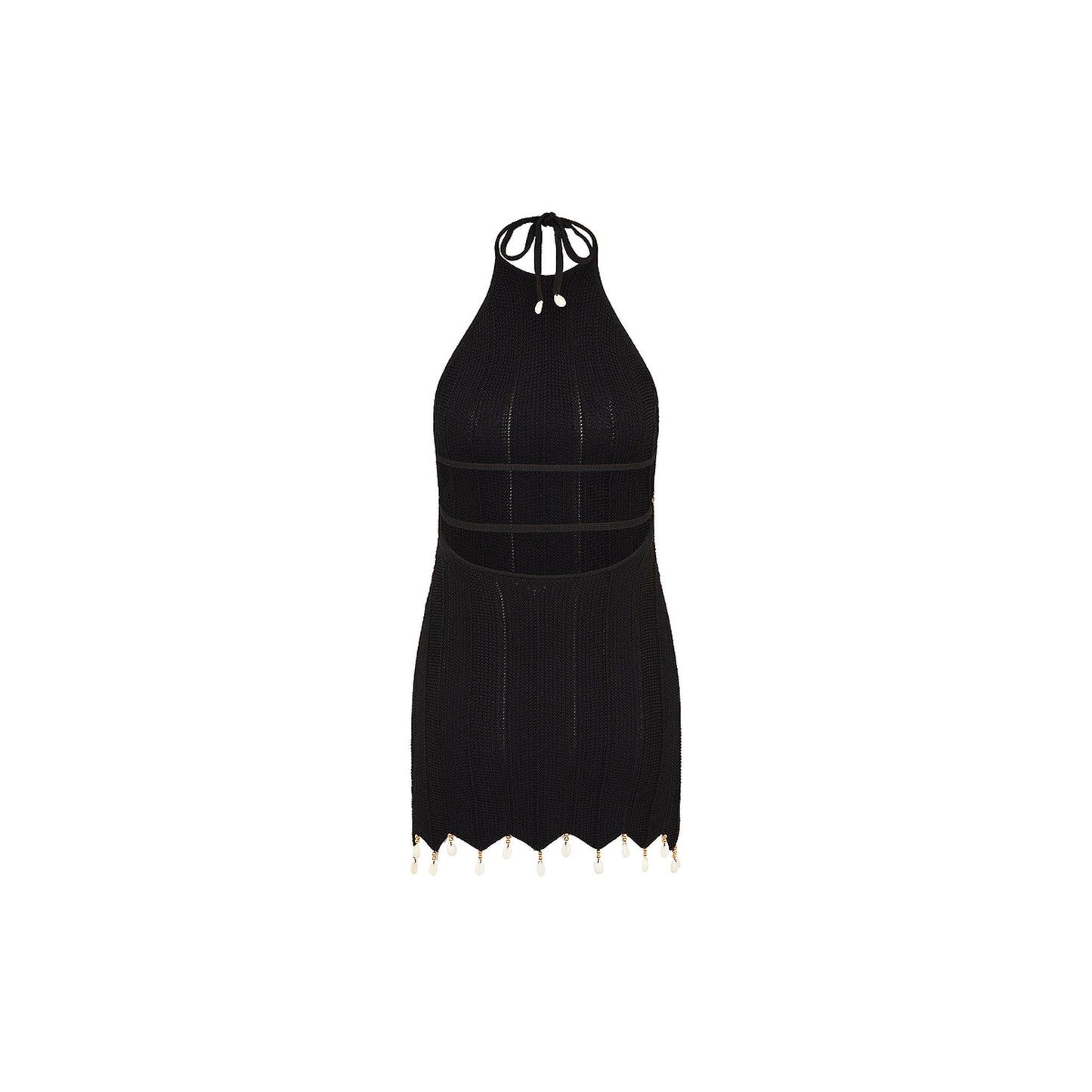 Chevron Knit Halter Mini Dress - Twilight Black