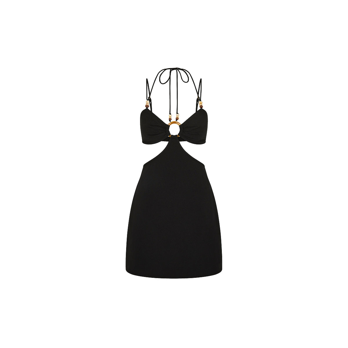 Beaded Cut Out Mini Dress - Twilight Black