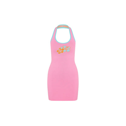 Knit Halter Mini Dress - Bubblegum Baby