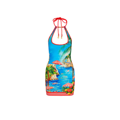 Beaded Halter Mini Dress - Mermaid Cove